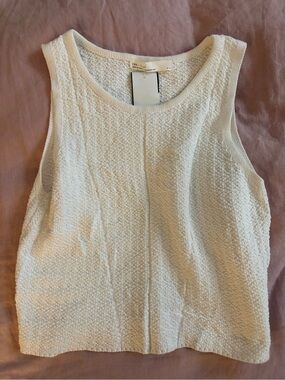 OAK + FORT Cream Textured Scoop-Neck Tank